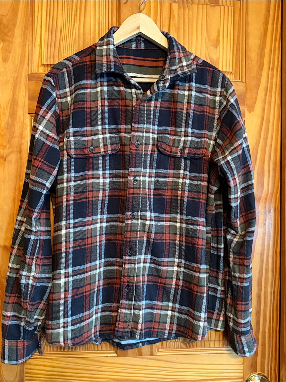 Tailor Vintage Navy, Rust & Cream Striped Button-Down Shirt